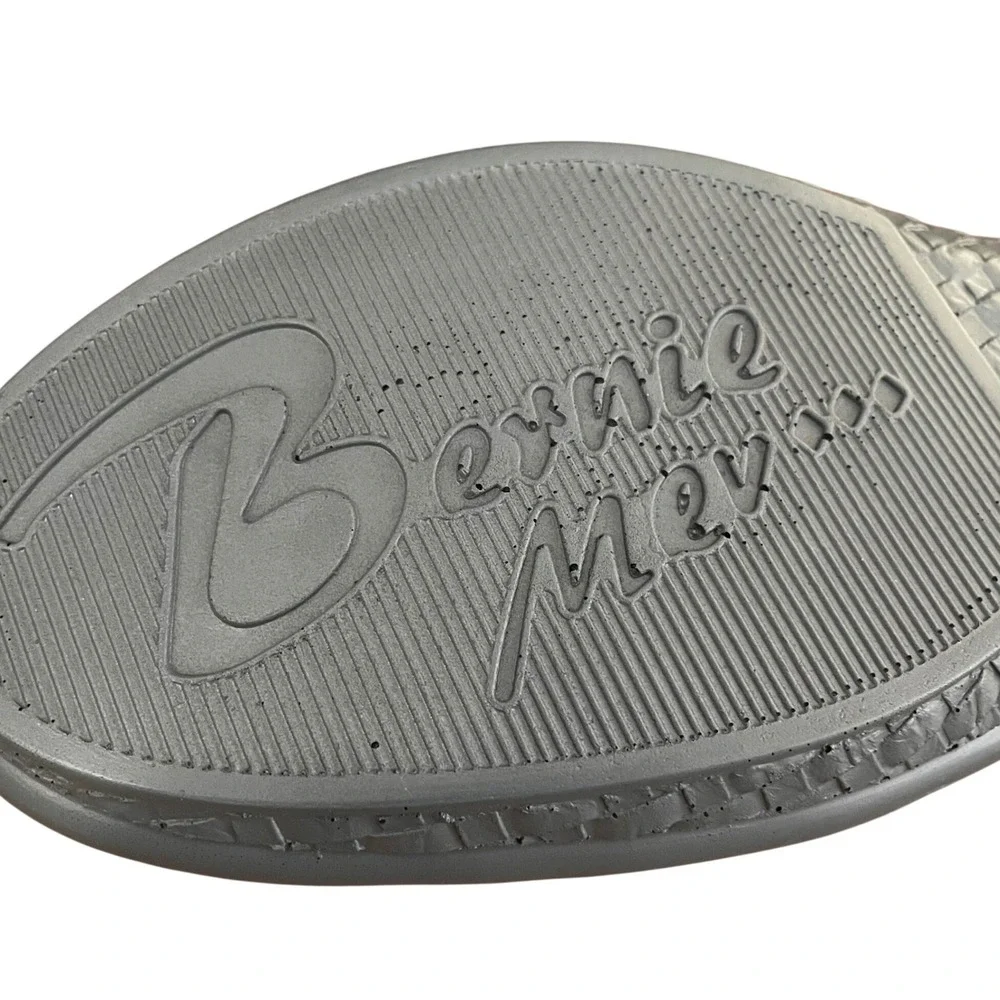 NEW Bernie Mev Kent Wedge Sandals Silver‎ Grey Woven Elastic Comfort US 9 EU 40